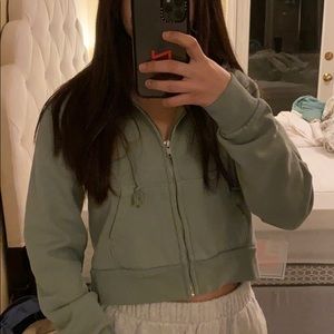Brandy Melville Crystal sage green crop zip up